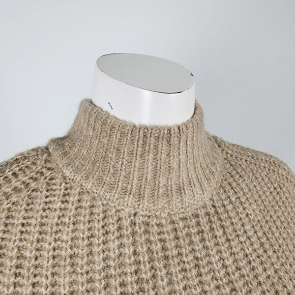 Fransa Taupe Knit Turtle Neck Dress Size S - Picture 3 of 9